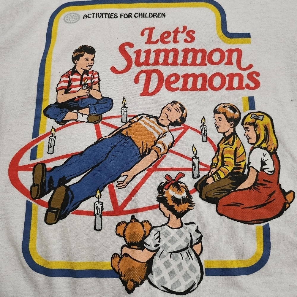 Steven Rhodes "Let's Summon Demons" White Ringer Tee - Picture 3 of 10